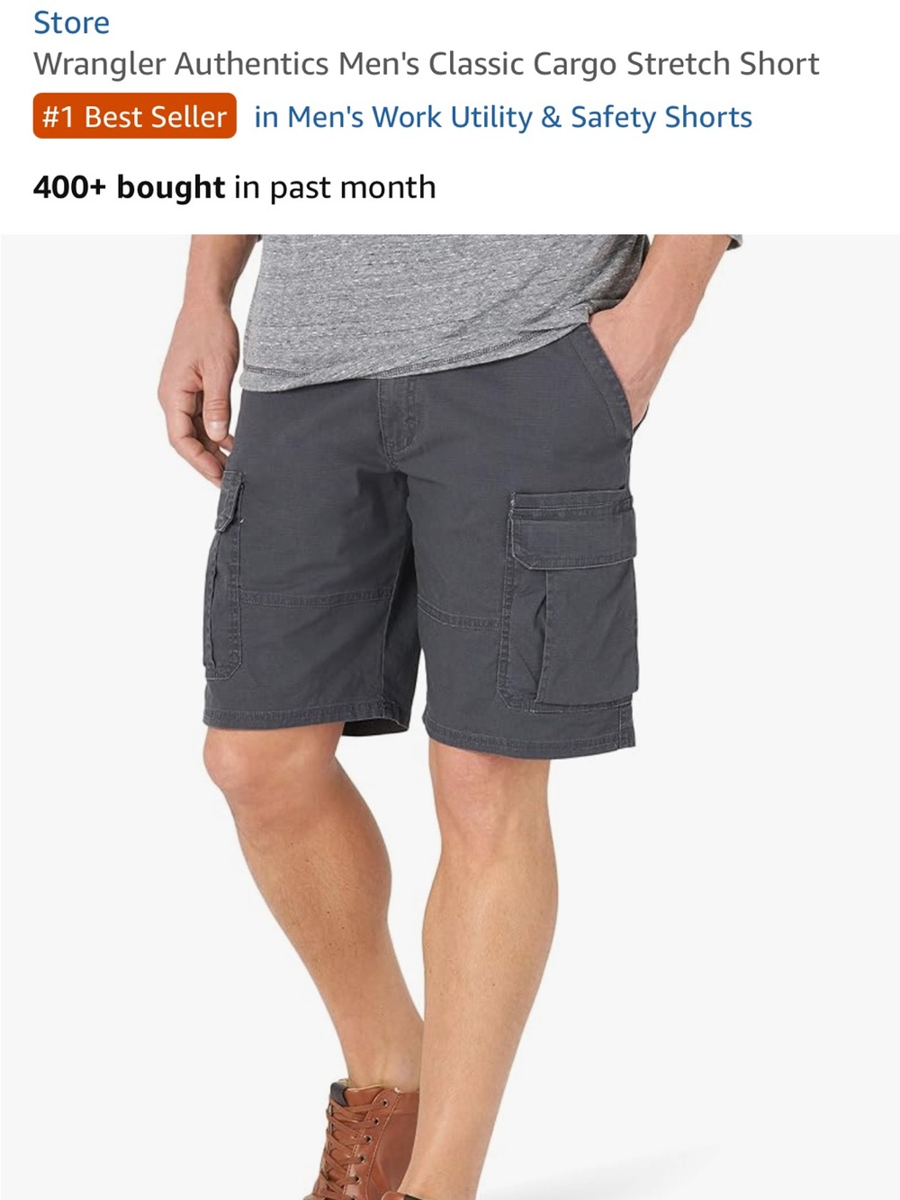 Wrangler Men's Cargo Shorts in Charcoal Gray NWT